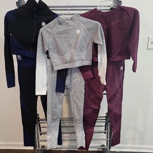 Adult Gray, Blue and Burgundy Activewear Set